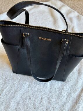 Michael Kors Black Saffiano Tote with Gold Hardware